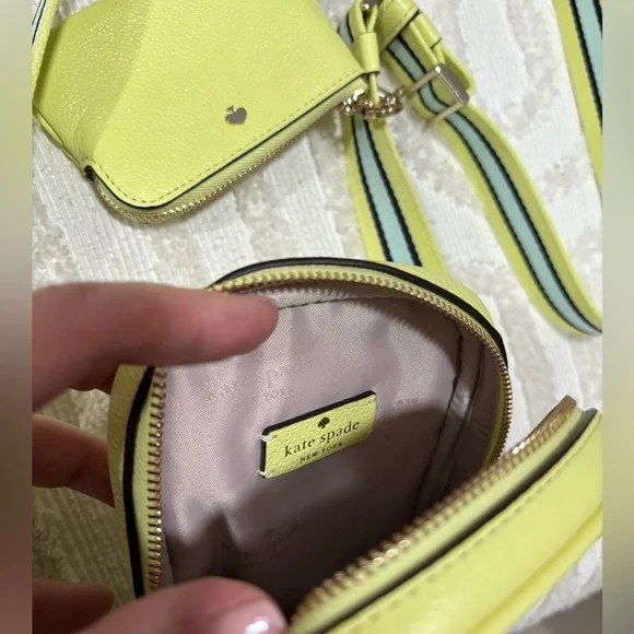 Kate Spade Yellow Crossbody Bag with Stripe Strap - Picture 6 of 14